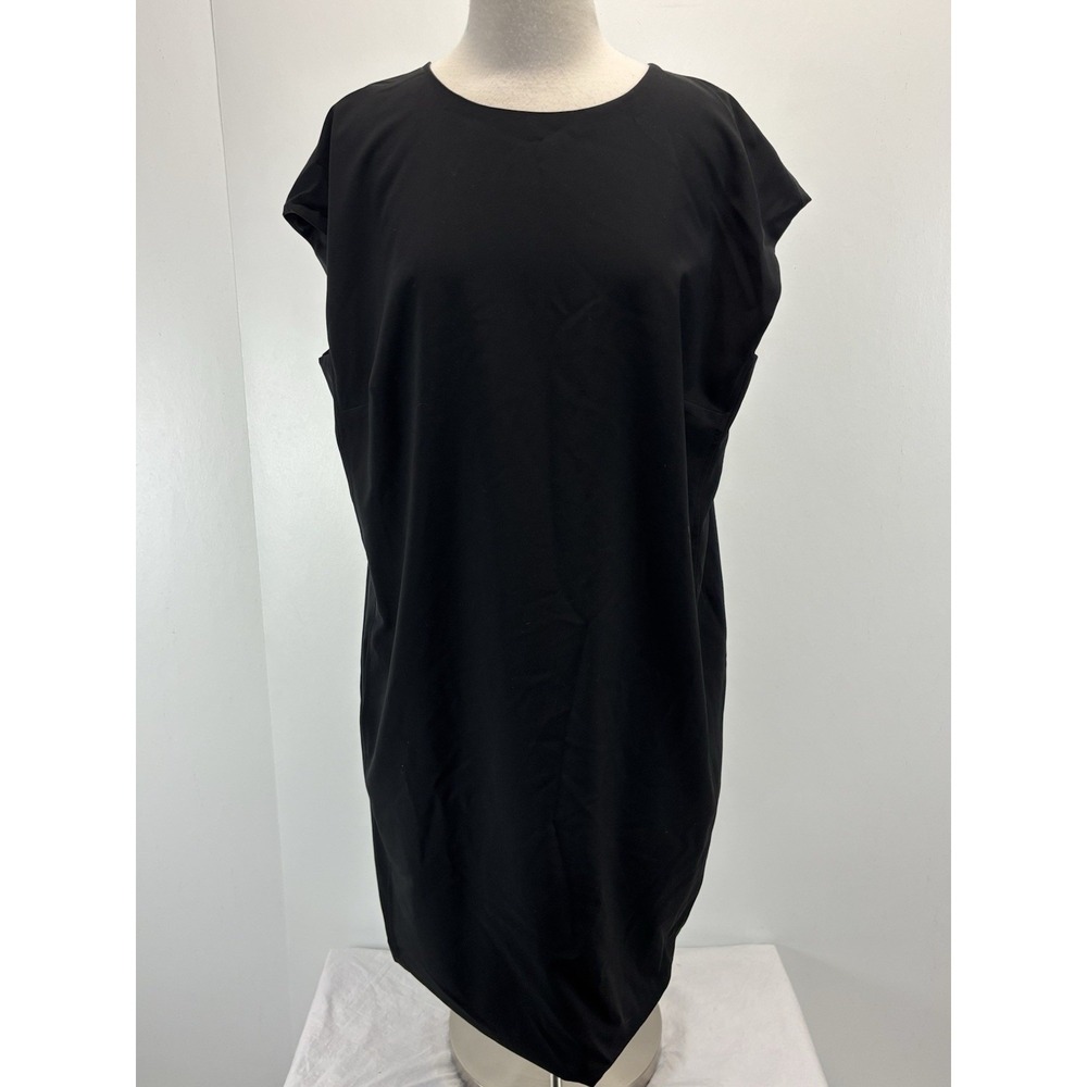 M.M. LaFleur Black Mazza Travel Sheath Dress Womens 16 Minimalist Classic Boxy